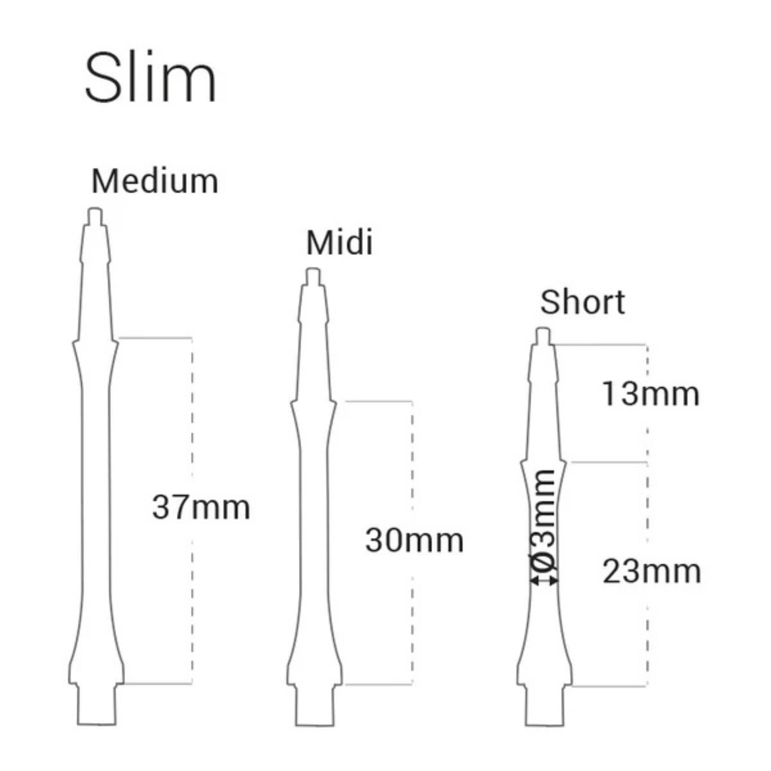 Harrows Clic Slim Medium Shaft - Black Darts Accessories Harrows