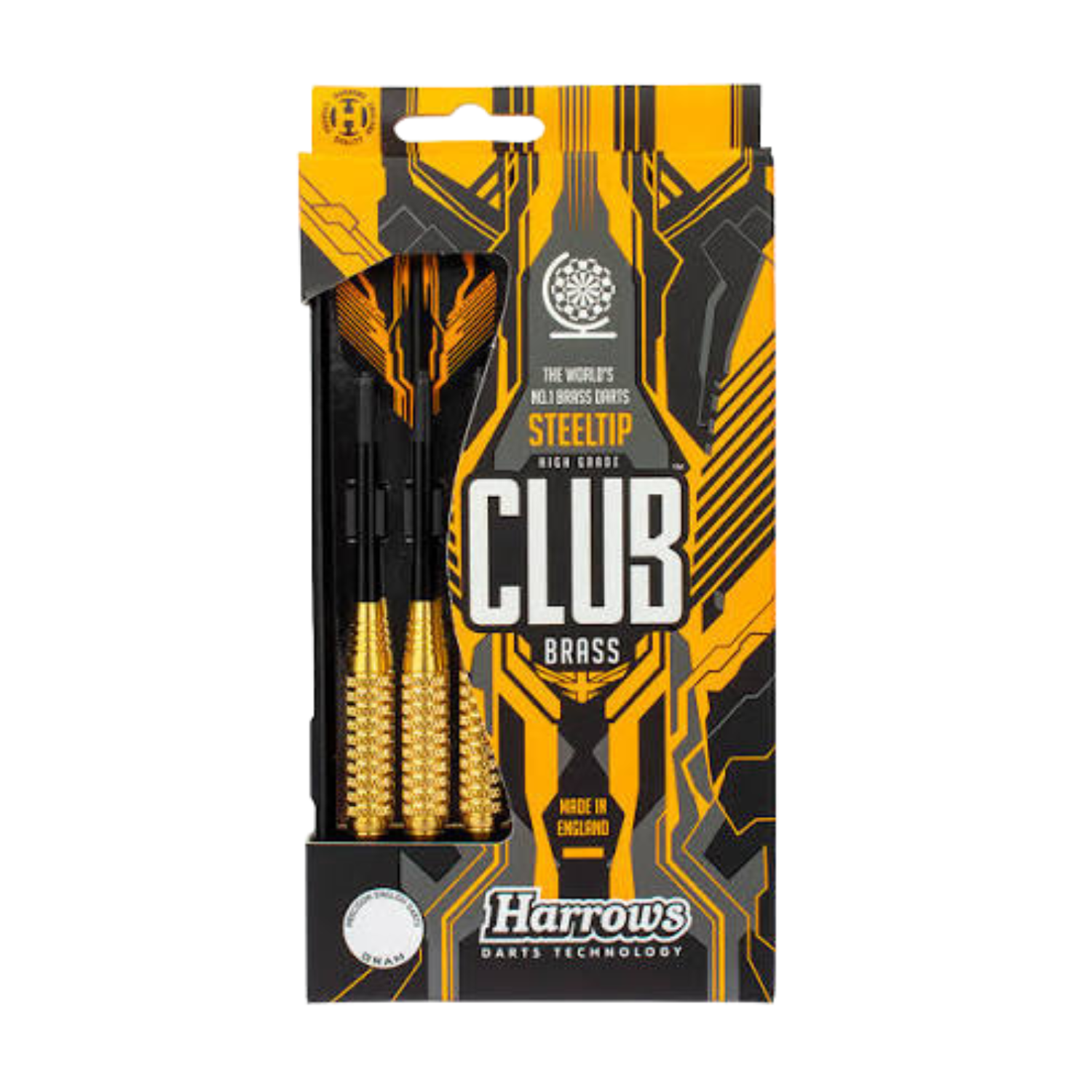 Harrows Club Brass 26GR Steel Tip Darts - Yellow Darts Harrows