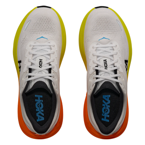 Hoka Bondi 9 Running Shoe Men - White/Neon Tangerine by Hoka