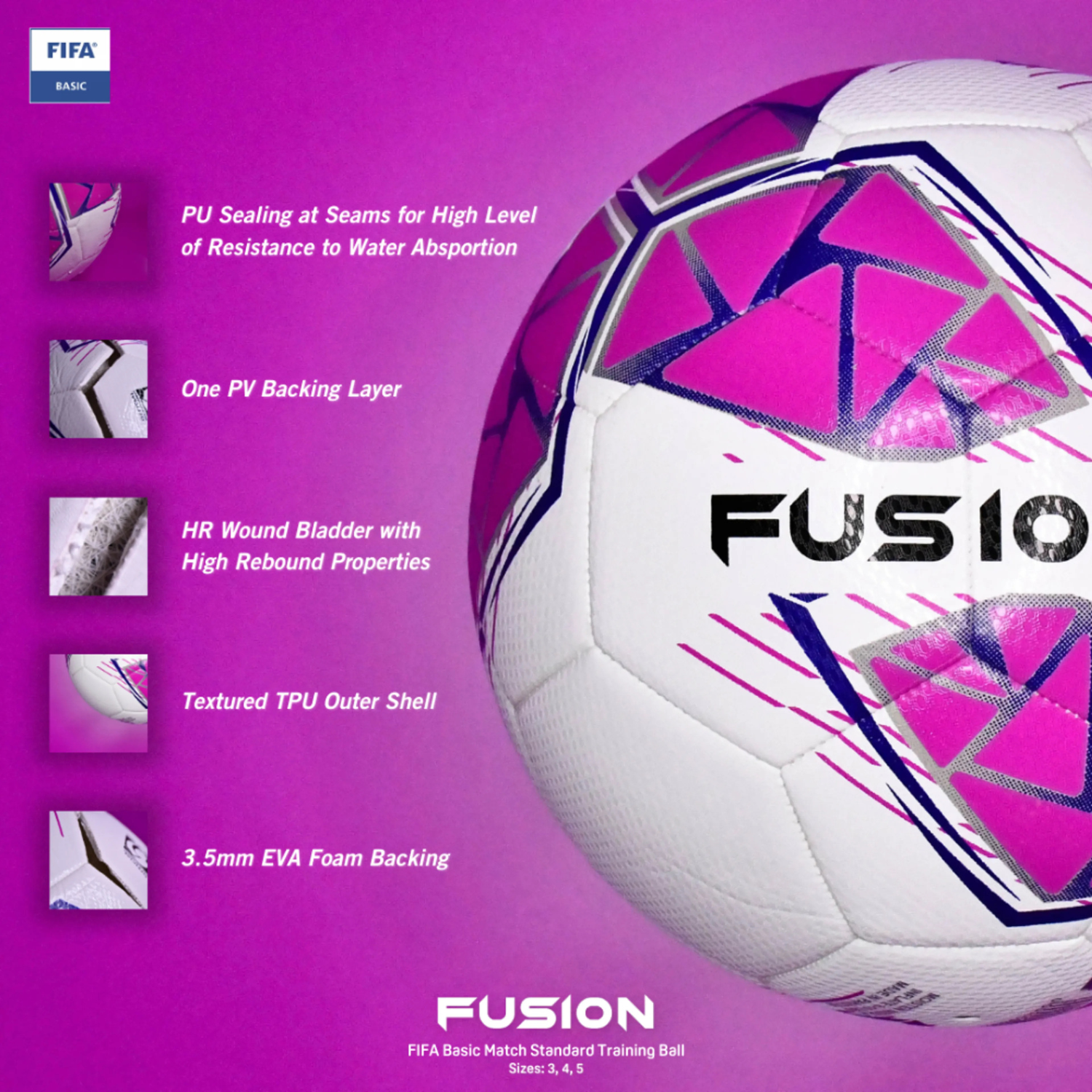Precision Fusion FIFA Basic Training Football - Sizes 3, 4 & 5 Footballs Precision