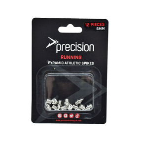 Precision 6mm pyramid track spikes, front view