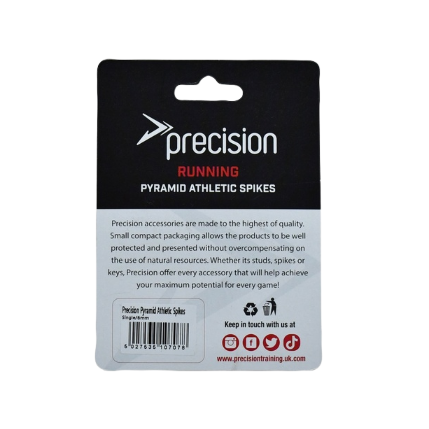 Precision 12mm pyramid track spikes, alternative view