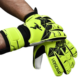 Precision Fusion X Junior Flat Cut Essential Goalkeeper Gloves - Black/Fluo Yellow (PRG159) Goalkeeper Gloves Precision