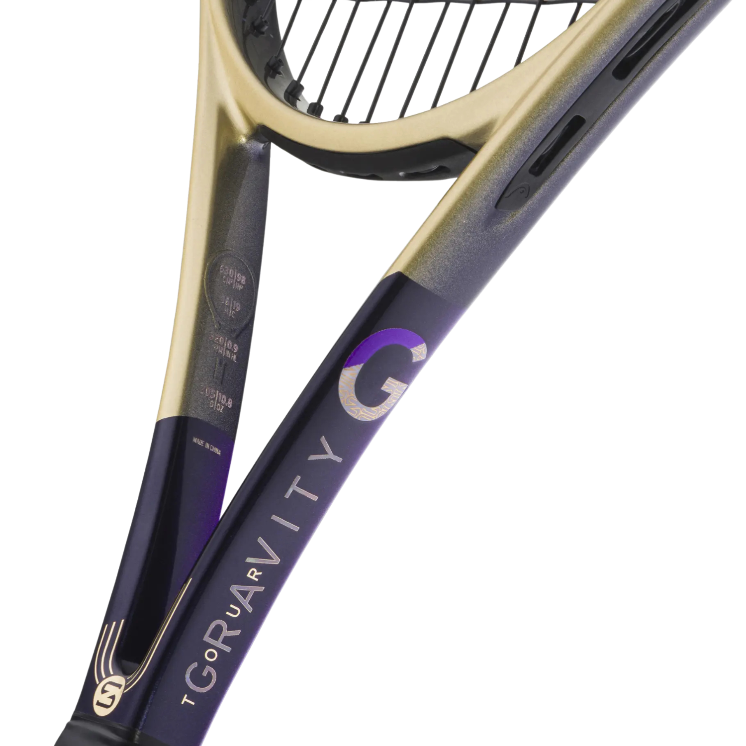 Head Gravity TOUR Zverev 2026 Strung Tennis Racquet - Navy/Gold Tennis Racket Head