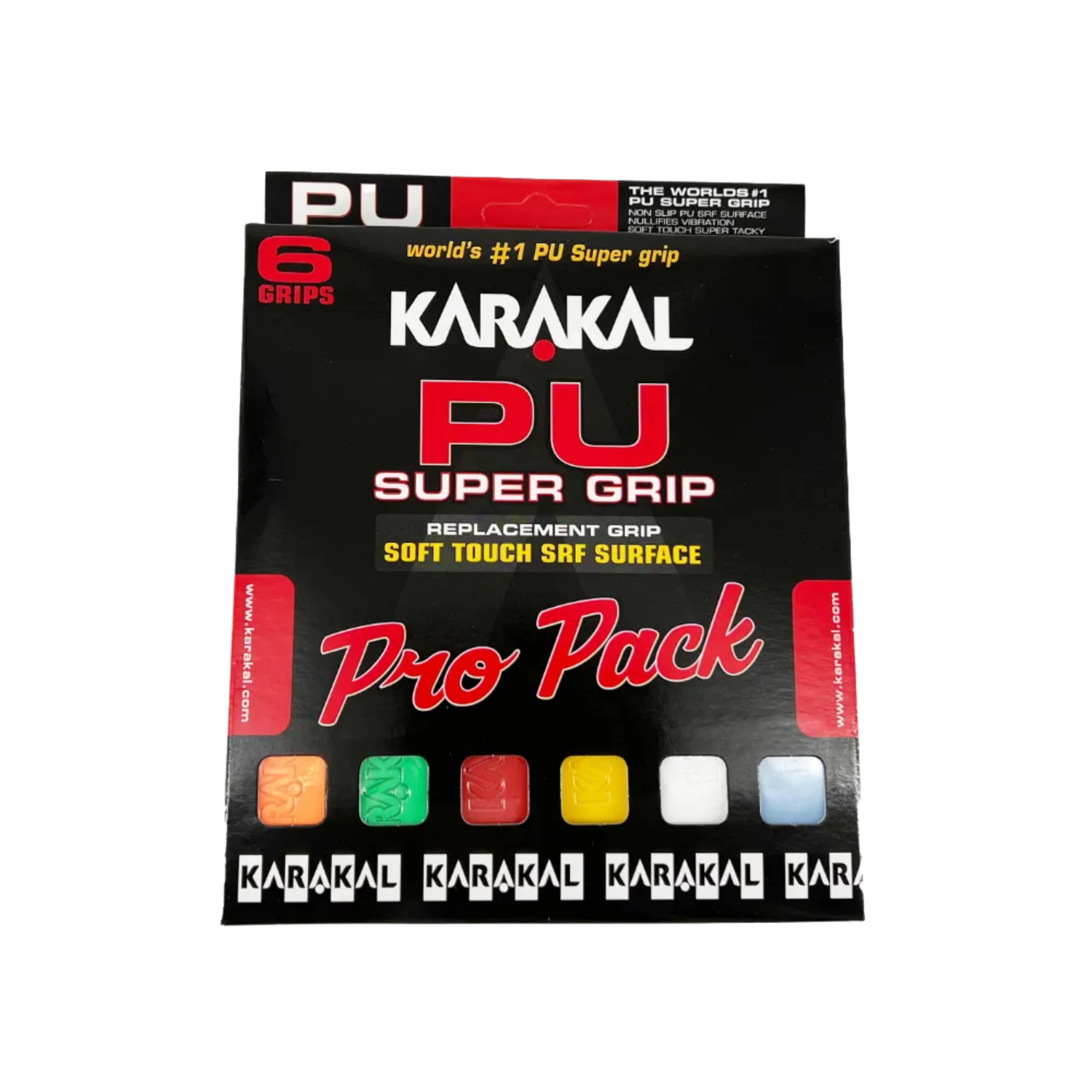 Karakal PU Super Grip Pro Pack, 6 replacement grips, front view