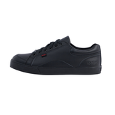 Kickers Tovni Lo Mix leather school shoes, black, front view