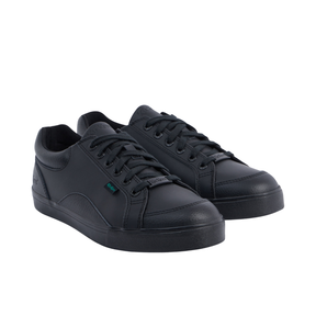 Kickers Tovni Lo Mix leather school shoes, black, back view