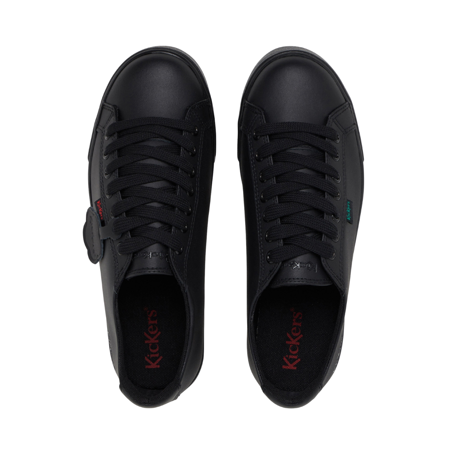 Kickers Tovni Lacer youth school shoes, black leather, side view