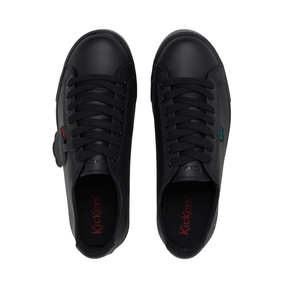 Kickers Tovni Lacer youth school shoes, black leather, side view
