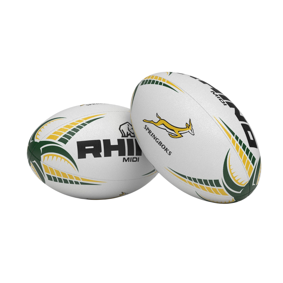 Rhino South Africa Supporters Rugby Ball (Midi) - White/Green/Gold Rugby Ball Rhino