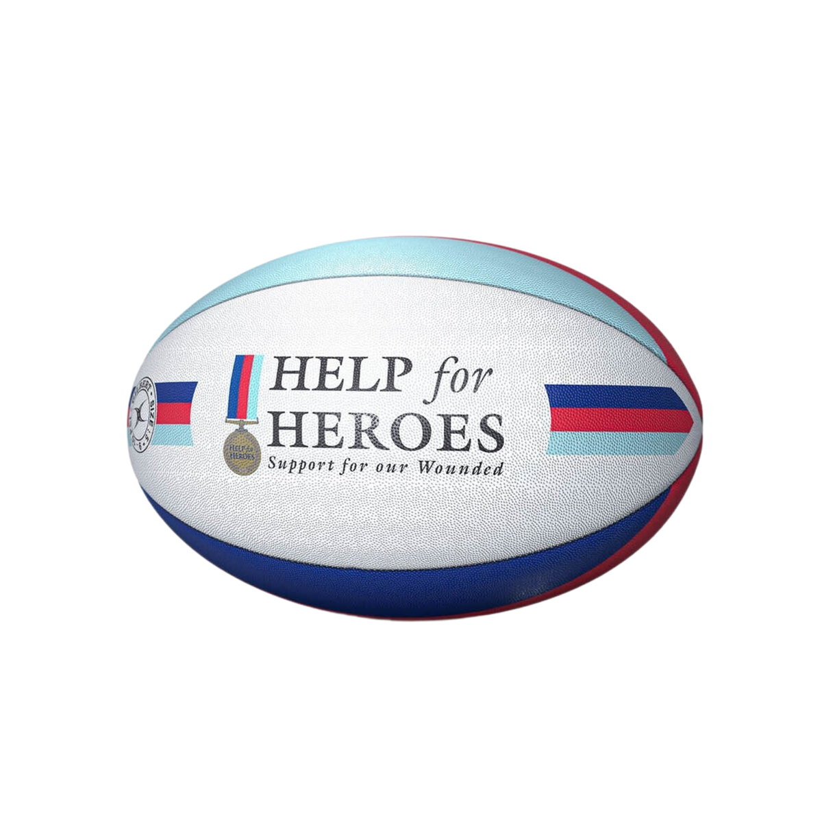 Gilbert Help For Heroes Club Supporter Rugby Ball - Size 5 - White