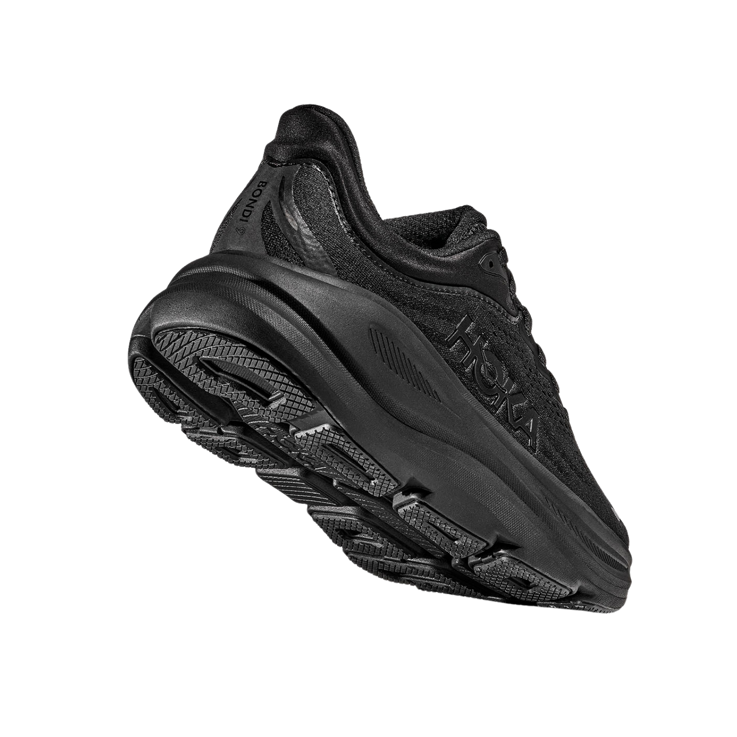 Hoka Bondi 9 Running Shoe Men, Black/Black, close-up detail