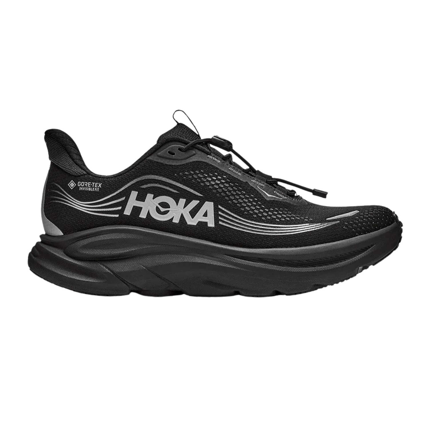 Hoka Clifton 11 GTX Trail Shoe Men, Black/Black, front view