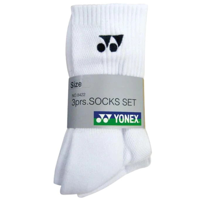 Yonex Sport Crew Socks (W-8422EX) 3 Pairs White Clearance Yonex