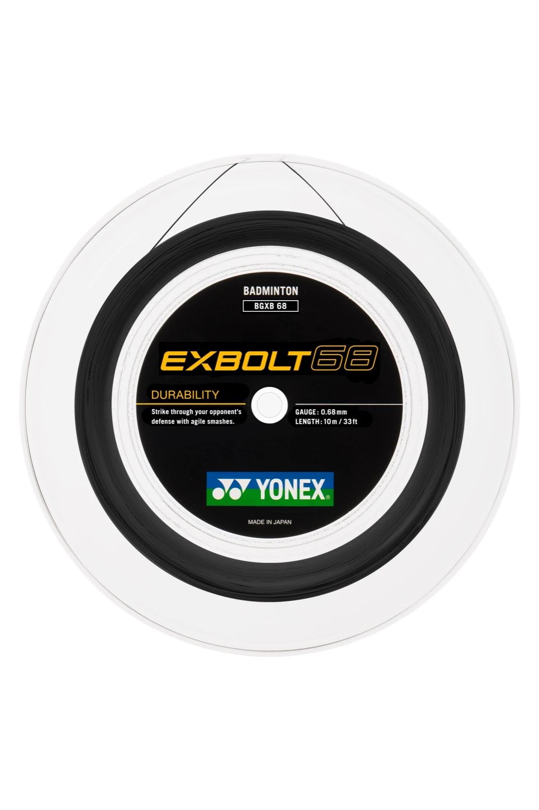 Yonex Exbolt 68 Badminton String (200m Reel) Black 200m Reel BLACK String (Reel) Yonex