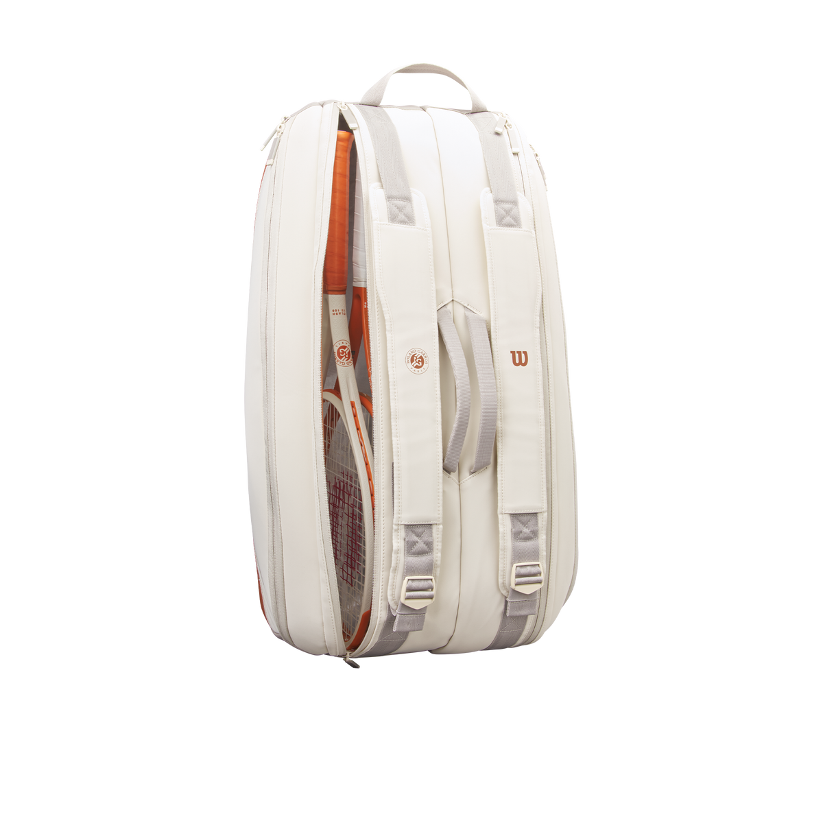 Wilson Roland Garros 2025 Super Tour 9 Pack Racket Bag, Cream/Clay, side view