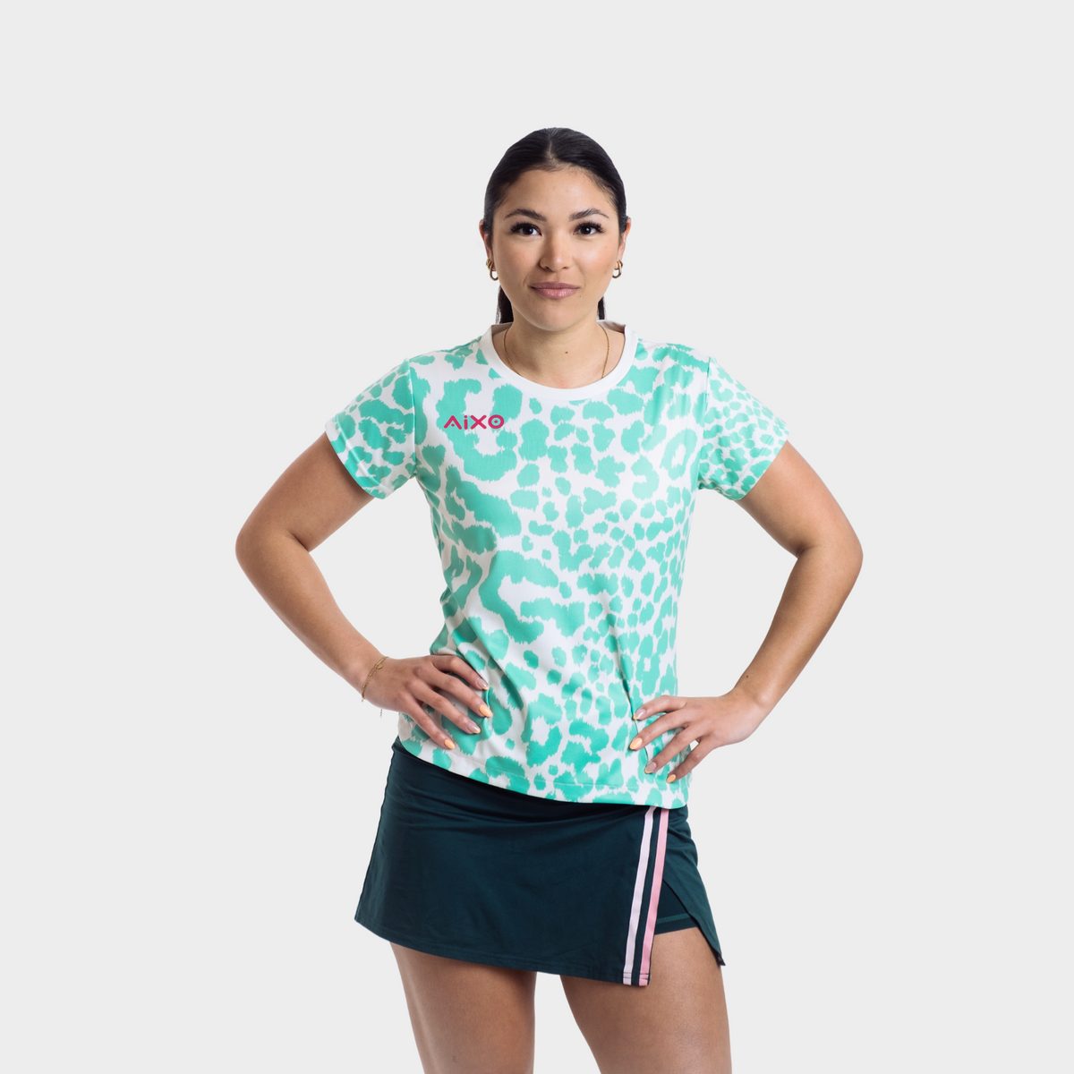Aixo Leopard Womens T Shirt Ivory