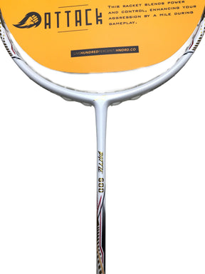 Hundred Battle 600 4U Badminton Racket - White/Verdigris/Gold