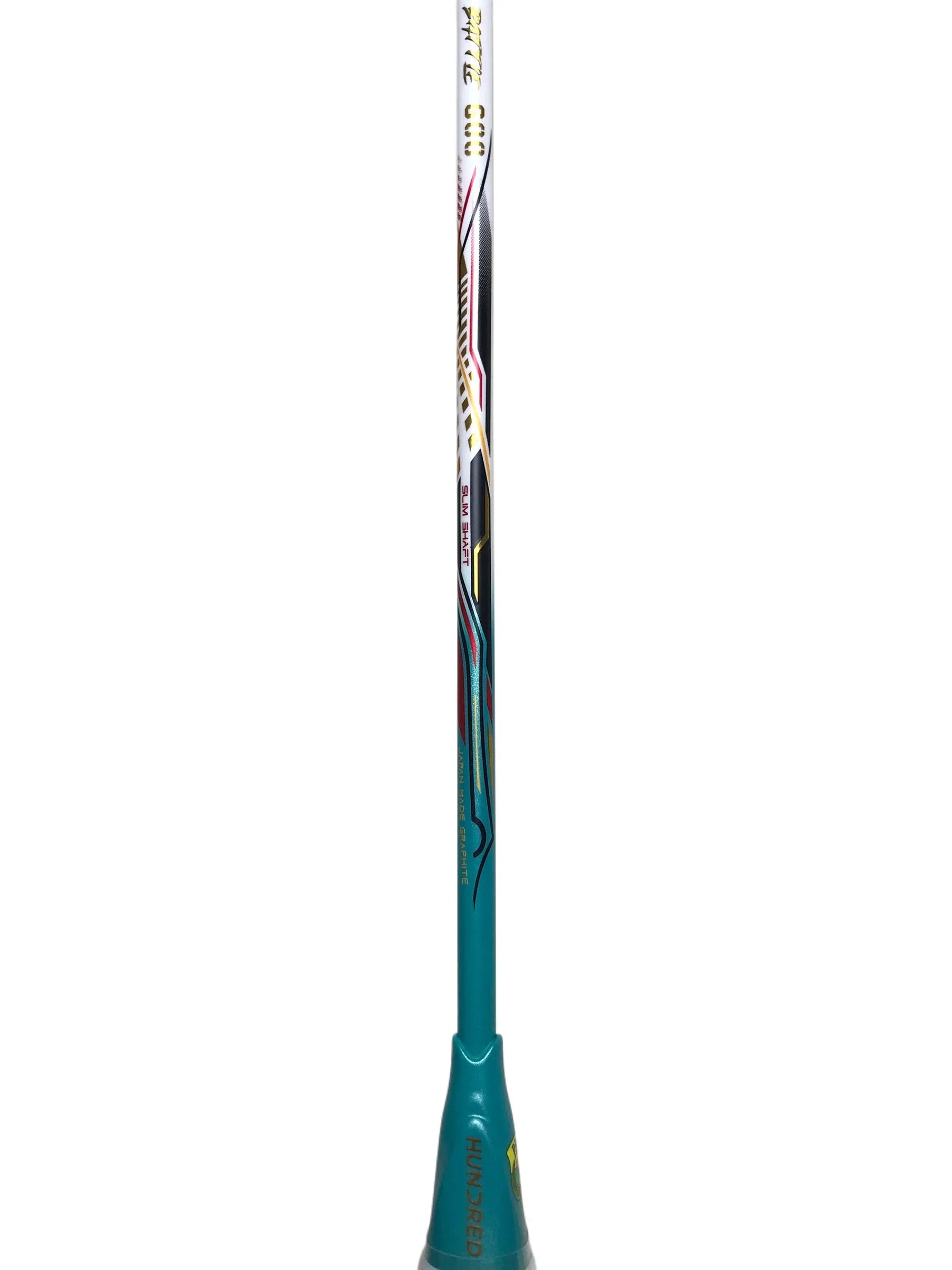 Hundred Battle 600 4U Badminton Racket - White/Verdigris/Gold Badminton Rackets Hundred