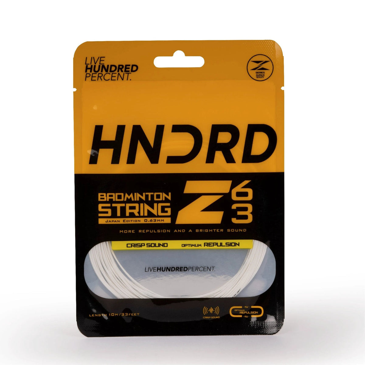 Hundred 63 Z Badminton String HBAA-2M042-1 Ice White 10m Set String (Packs) Hundred