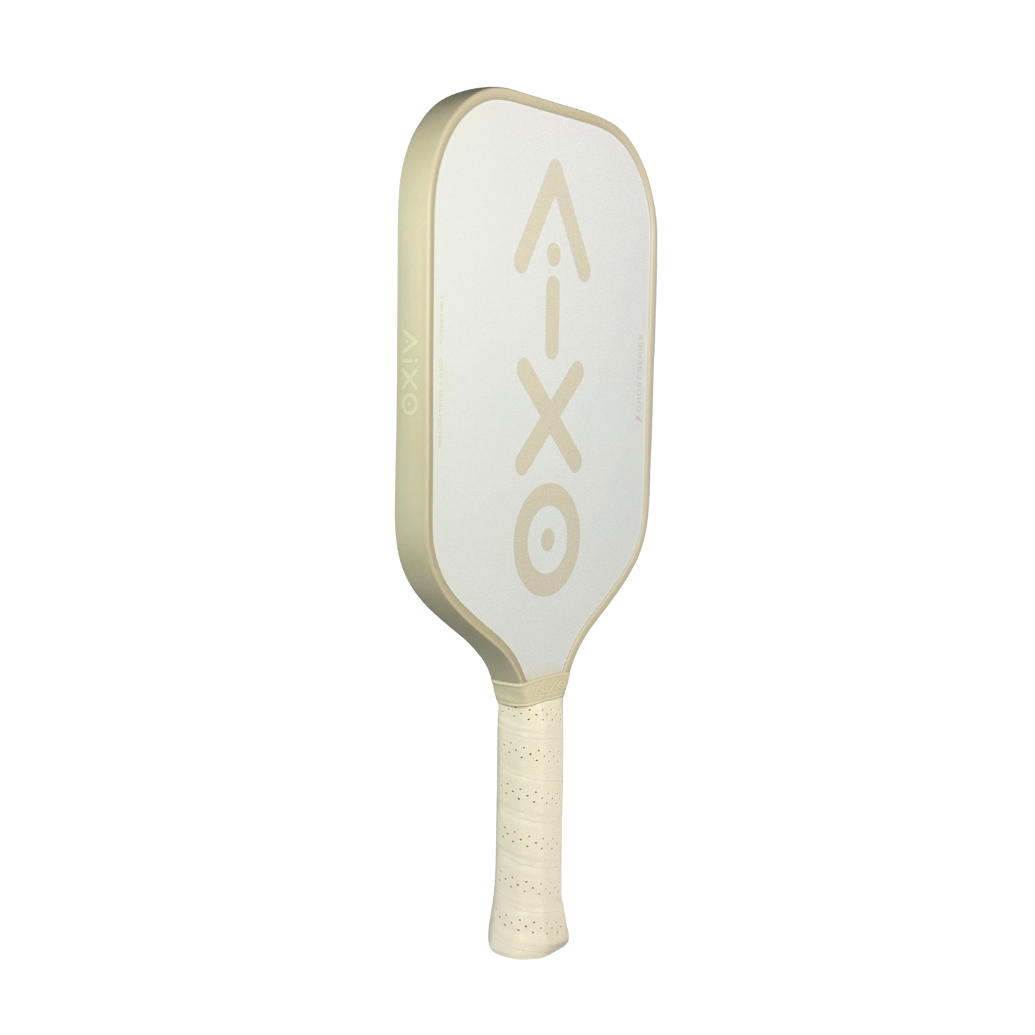 Handle close-up of AIXO Ghost Impossible ‘A’ paddle offering balanced grip and precision for advanced players.