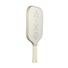 Handle close-up of AIXO Ghost Impossible ‘A’ paddle offering balanced grip and precision for advanced players.