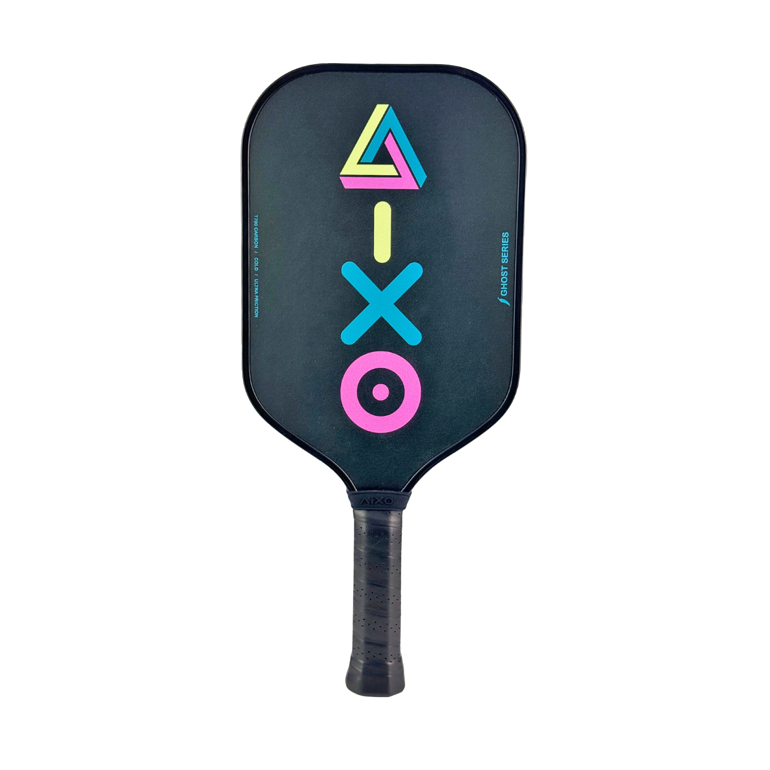 Back view showing neon gamer-inspired Impossible ‘A’ design on the AIXO carbon paddle.