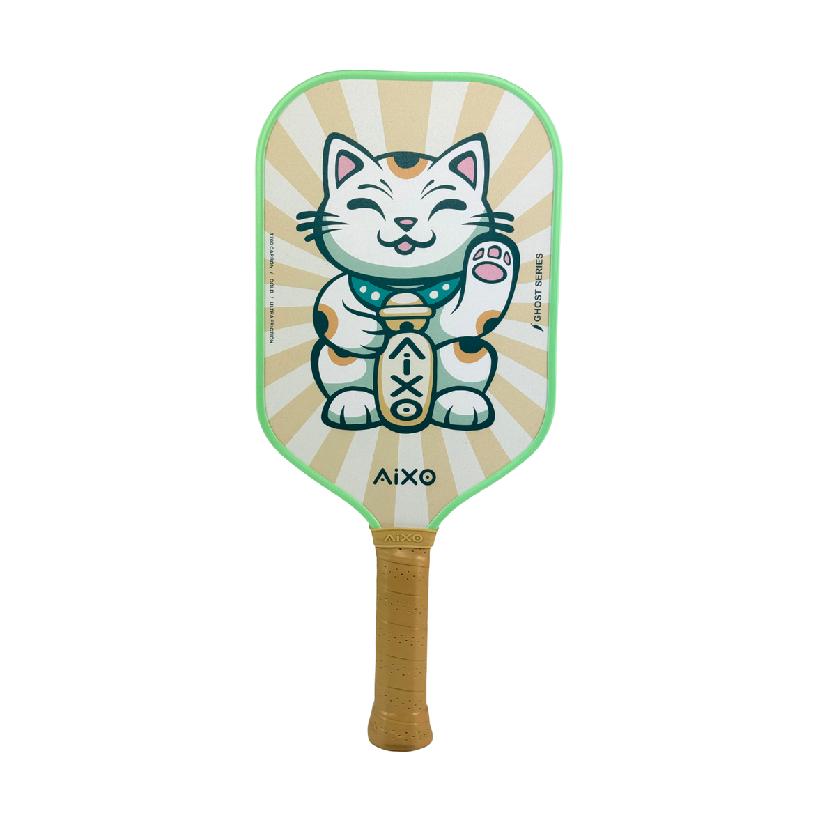 Front view of AIXO CP03 Ghost Lucky Cat — a cute carbon pickleball paddle for intermediate players.