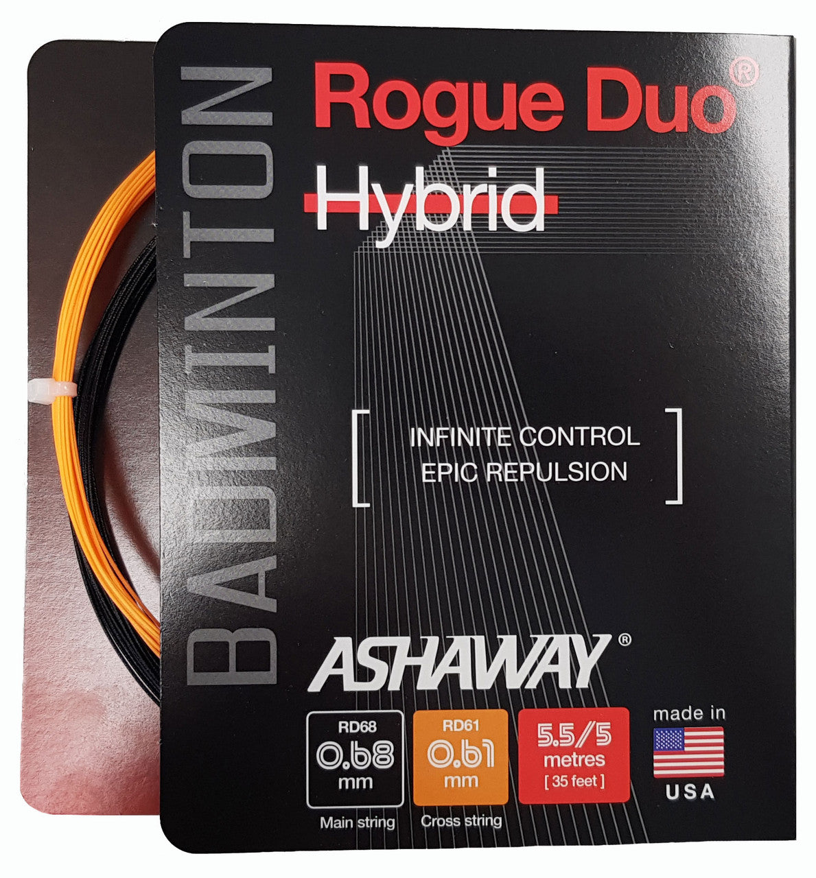 Ashaway Rogue Duo Hybrid String (10m Set) Black/Orange