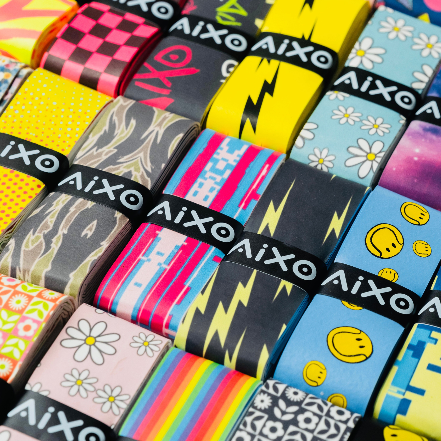 Aixo Smiley Ball Dry Overgrip Black Overgrips Aixo