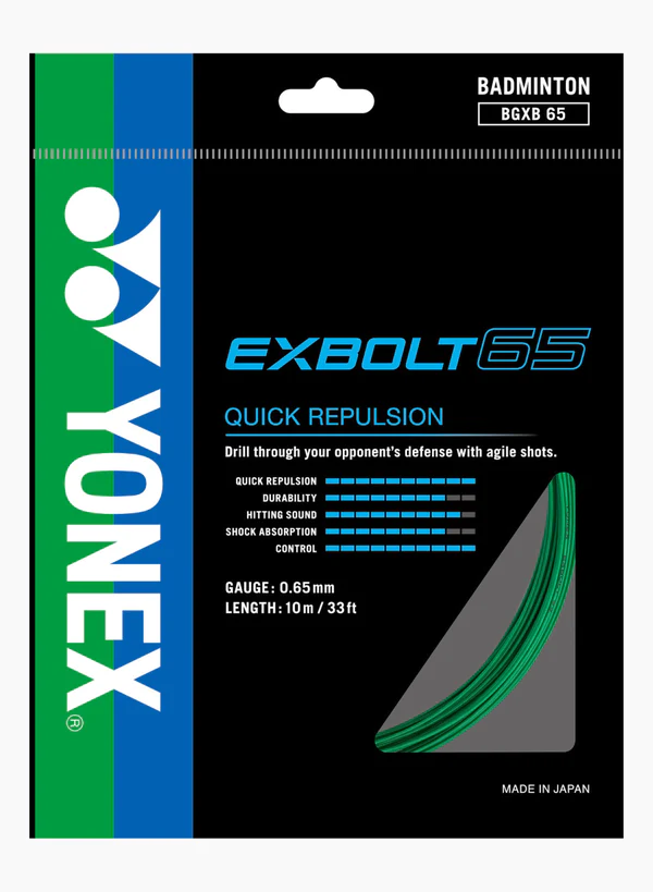 Yonex Exbolt 65 Badminton String Set - Green Green Packs 10m String (Packs) Yonex