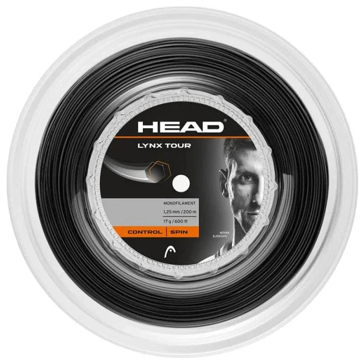 Head Lynx Tour 17/200m Tennis String Reel - Black BLACK 17 200m String (Reel) Head