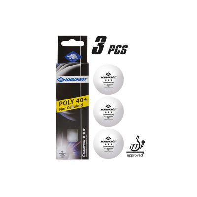 Donic-Schildkort 3-Star Champion ITTF White poly 40+ (M608540) Table Tennis Ball (3pcs) Table Tennis Ball Donic-Schildkroet