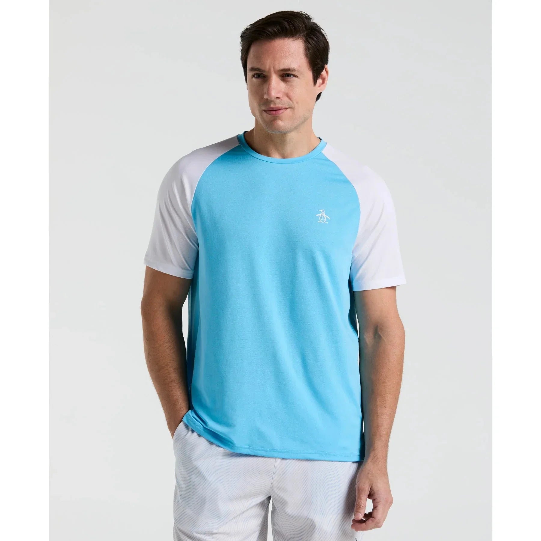 Original Penguin Blocked Performance Tennis T-Shirt - Blue Grotto Clothing Original Penguin