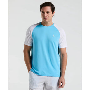 Original Penguin Blocked Performance Tennis T-Shirt - Blue Grotto Clothing Original Penguin