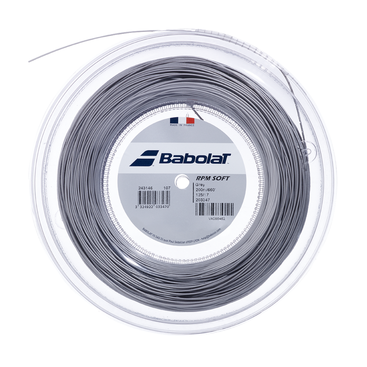Babolat RPM Soft 1.25mm Tennis String Reel (200m) - Grey 1.25mm 200m Grey String (Reel) Babolat