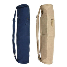 Yoga-Mad Jute & Cotton Yoga Mat Bag - Blue/Beige