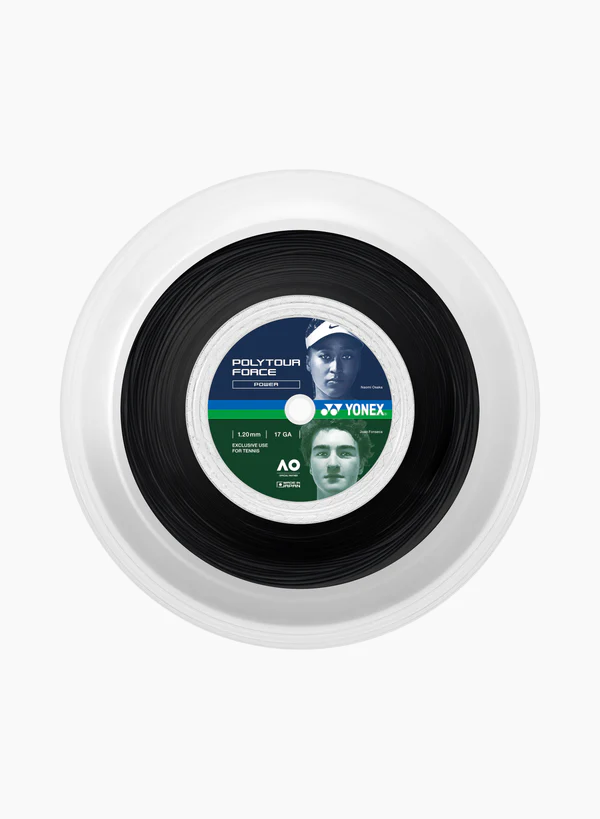 Yonex Polytour Force 120 Tennis String Reel - Black Black 1.20mm 200m Grips Yonex