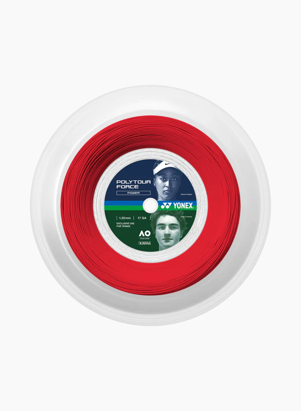 Yonex Polytour Force 125 Tennis String Reel - Bright Red Bright Red 1.25mm 200m Grips Yonex