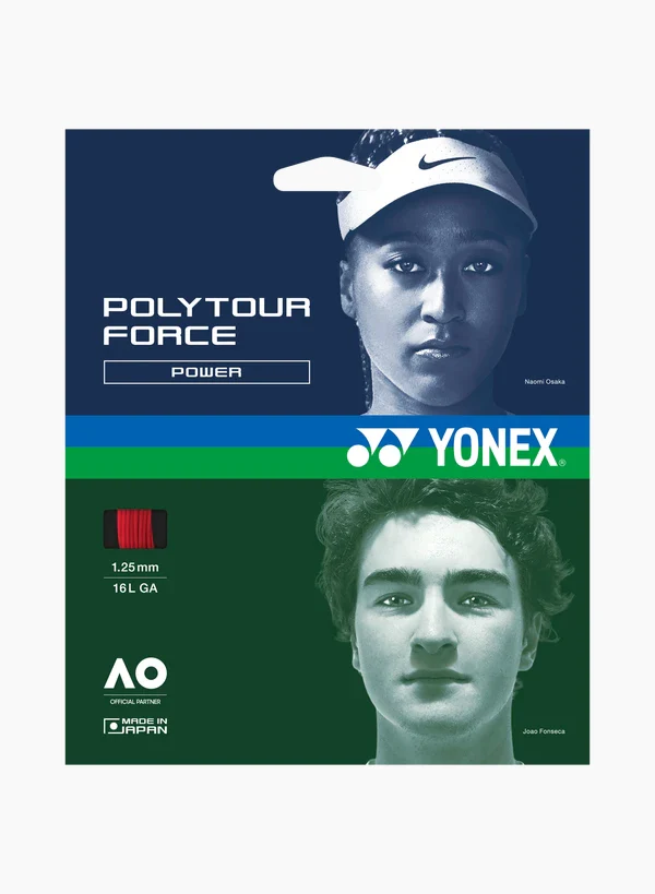 Yonex Polytour Force 125 Tennis String Set - Bright Red Bright Red 1.25mm 12M Set Grips Yonex